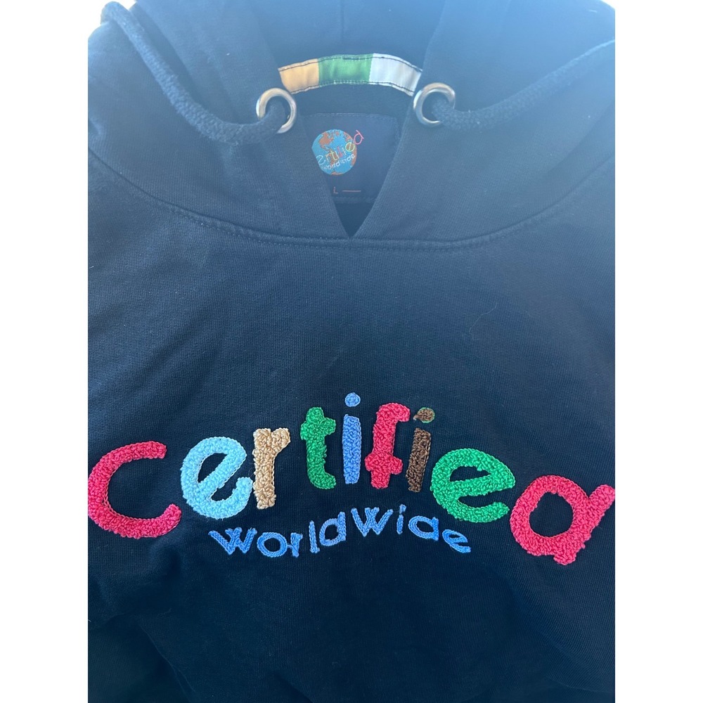 Certified Worldwide Hoodie Kids Size L Colorful Graphic Pullover Sweatshirt